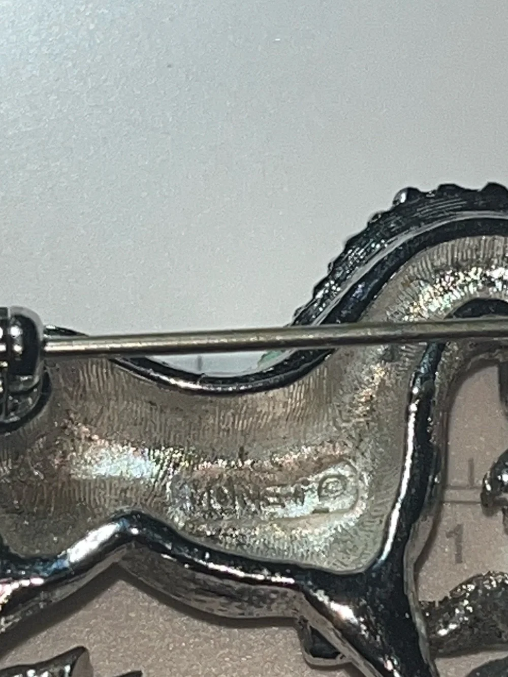 Vintage Signed Monet Silver Tone Galloping Horse Brooch Equestrian Pin